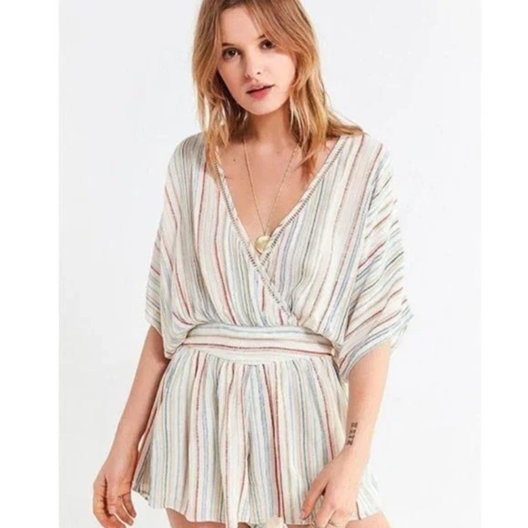 Urban Outfitters Pants - Urban Outfitters - Moonstruck Surplus Short Deep V Neck Romper Size Small